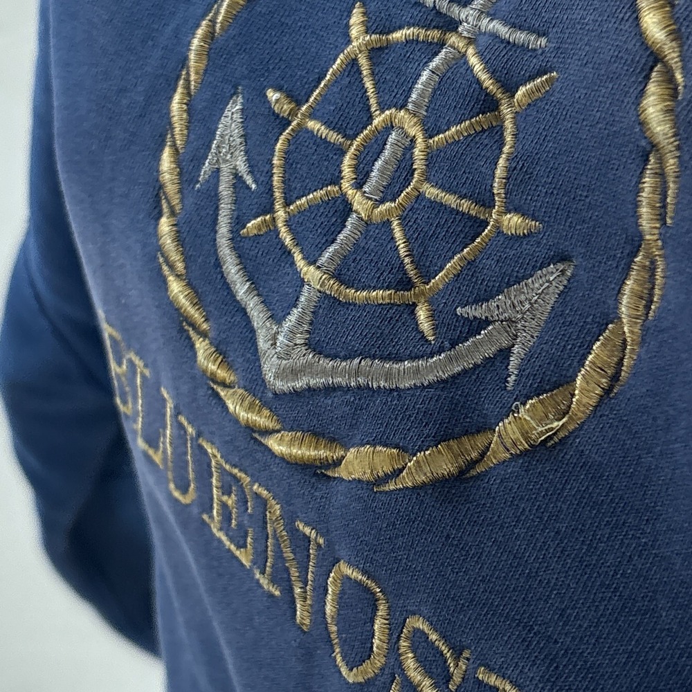 VTG 90s Tiger Brand Bluenose Nova Scotia Embroidered Crewneck Sweatshirt Large - Picture 2 of 6